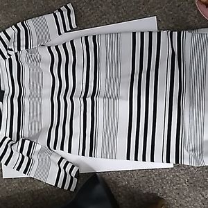 Black and white striped off the shoulder dress